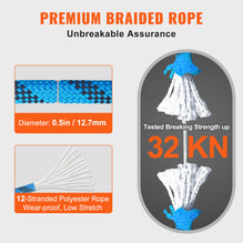 VEVOR Static Climbing Rope 125, 150, 200ft - 32KN Strength, Low Stretch